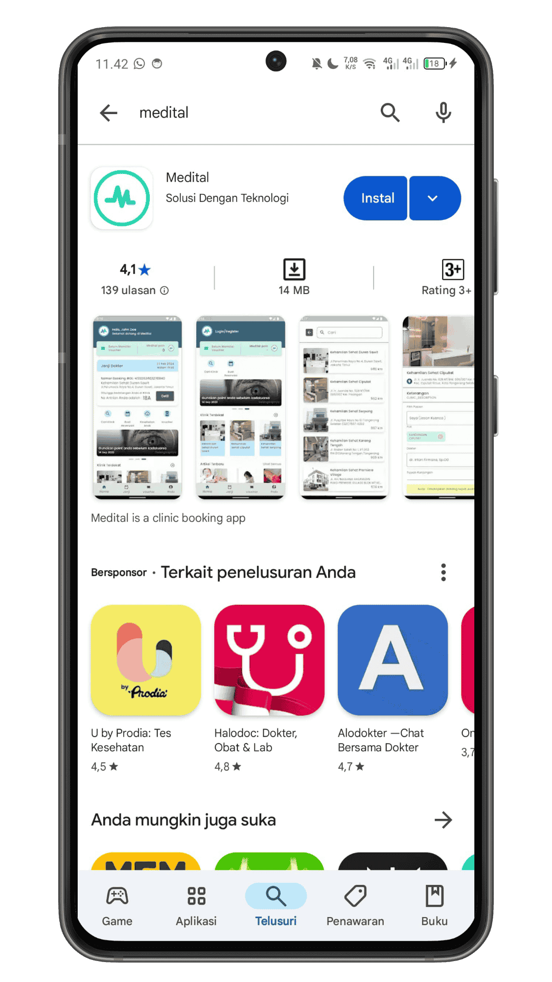 1. Buka Google Play atau App Store