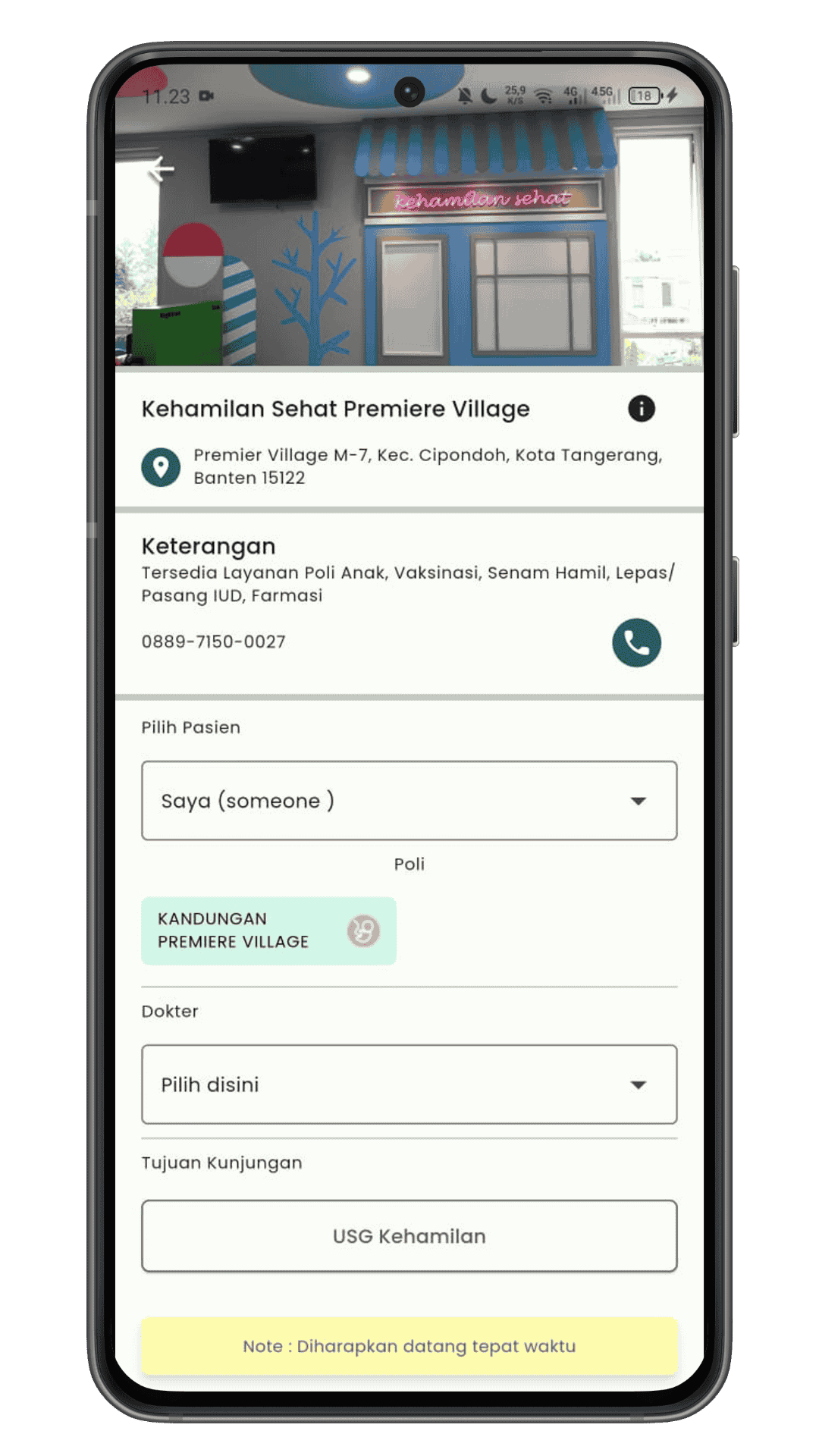 Pilih poli dokter